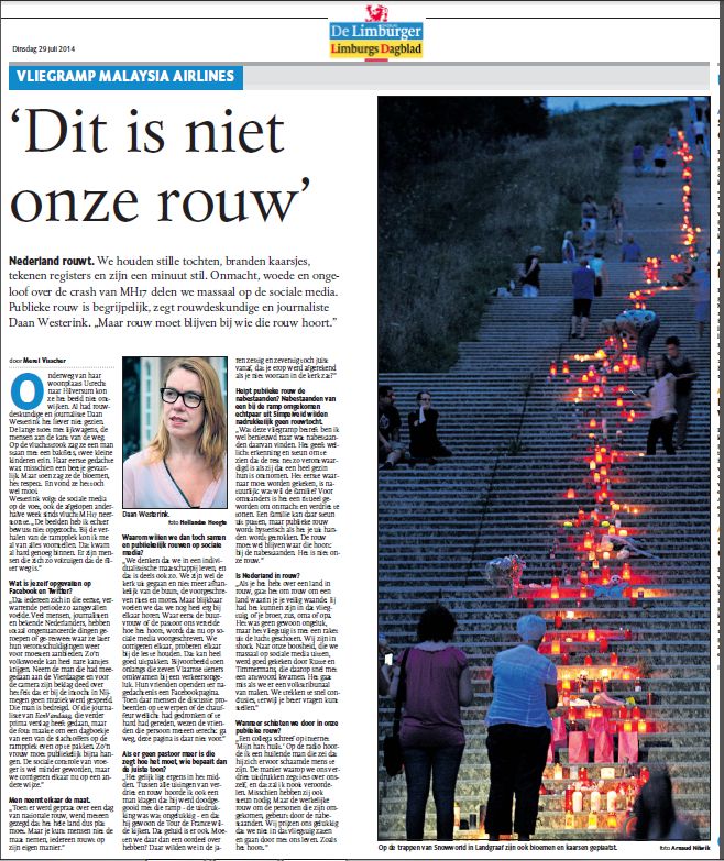 Dit is niet onze rouw - Dagblad de Limburger - Limburgs Dagblad 29 juli 2014